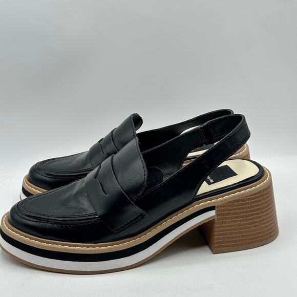 DOLCE VITA Hines Slingback Loafer Stacked Block Heel Black Sz 7.5 NWOB - Picture 4 of 7